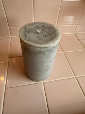 Gray Marble Pillar Candle - Home Accents